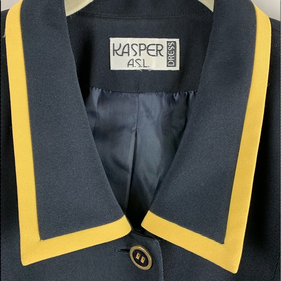 VINTAGE KASPER A.S.L Dress Blazer Style Navy Blue Midi Length - Picture 4 of 6